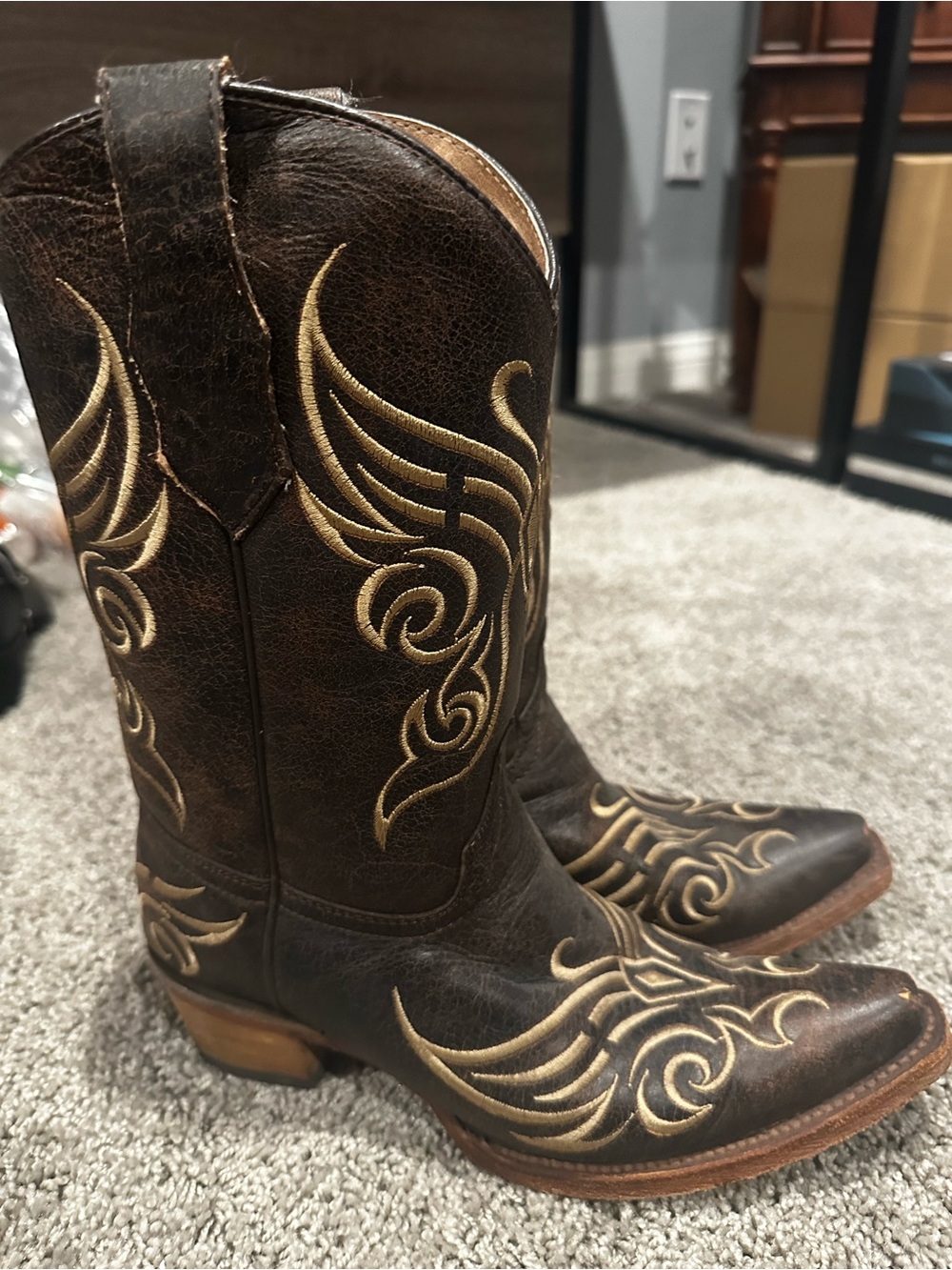 Circle G Tan Leather Cowboy Boot Interior